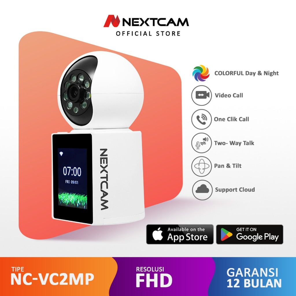 Nextcam Smart cctv VideoCalling 2MP PTZ Ipcam One-click NC-VC2M Bisa Videocall langsung Hanya Klik 1