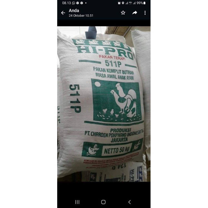Grosir 511P Original 10 kg Pakan ayam bangkok boiler kampung bebek entok dll
