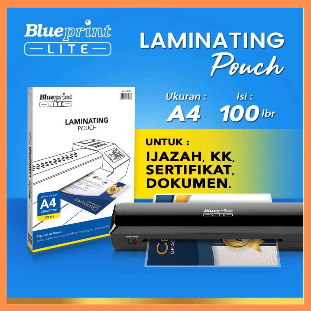 

BLUEPRINT Plastik laminating pouch ukuran A4 BL-LPA101