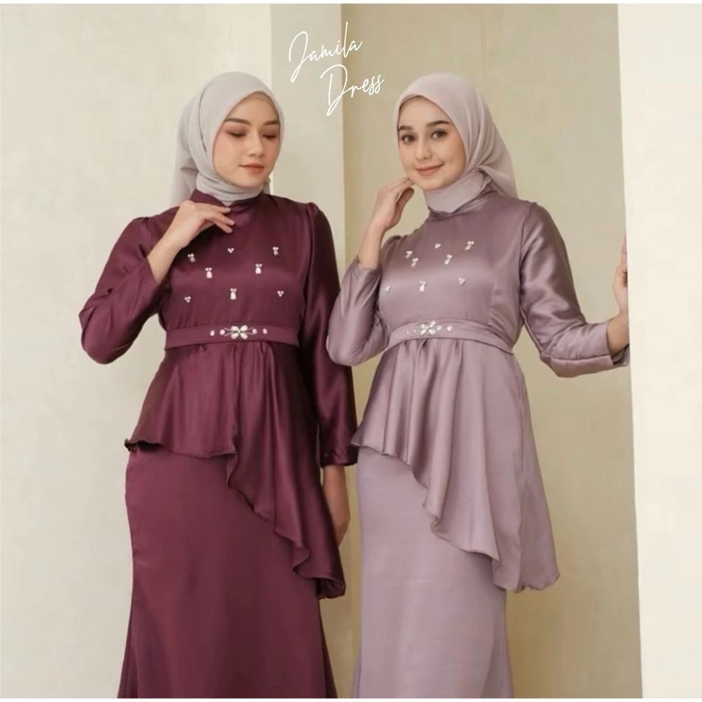 Jamila Dress Kondangan Simpel Elegan Dress Satin Bridesmaid Gamis Pesta Mewah