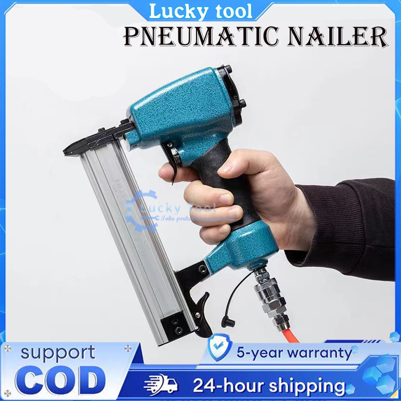 REAIM Pneumatic Nailer Mesin Paku Tembak Gun Tracker Air Nail Gun Nailer Alat Paku Tembak Stapler