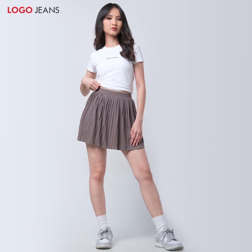 Logo Jeans Rok Mini Logo Pleats Dark Brown 51011L8DW