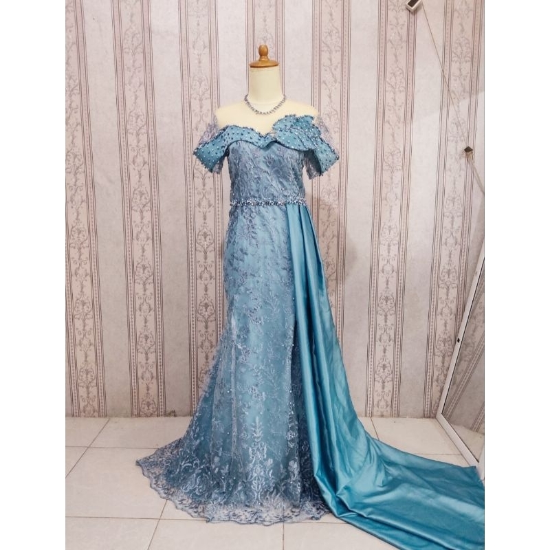 Dress duyung brokat / baju penyanyi singer sinden / gaun pesta mermaid brukat