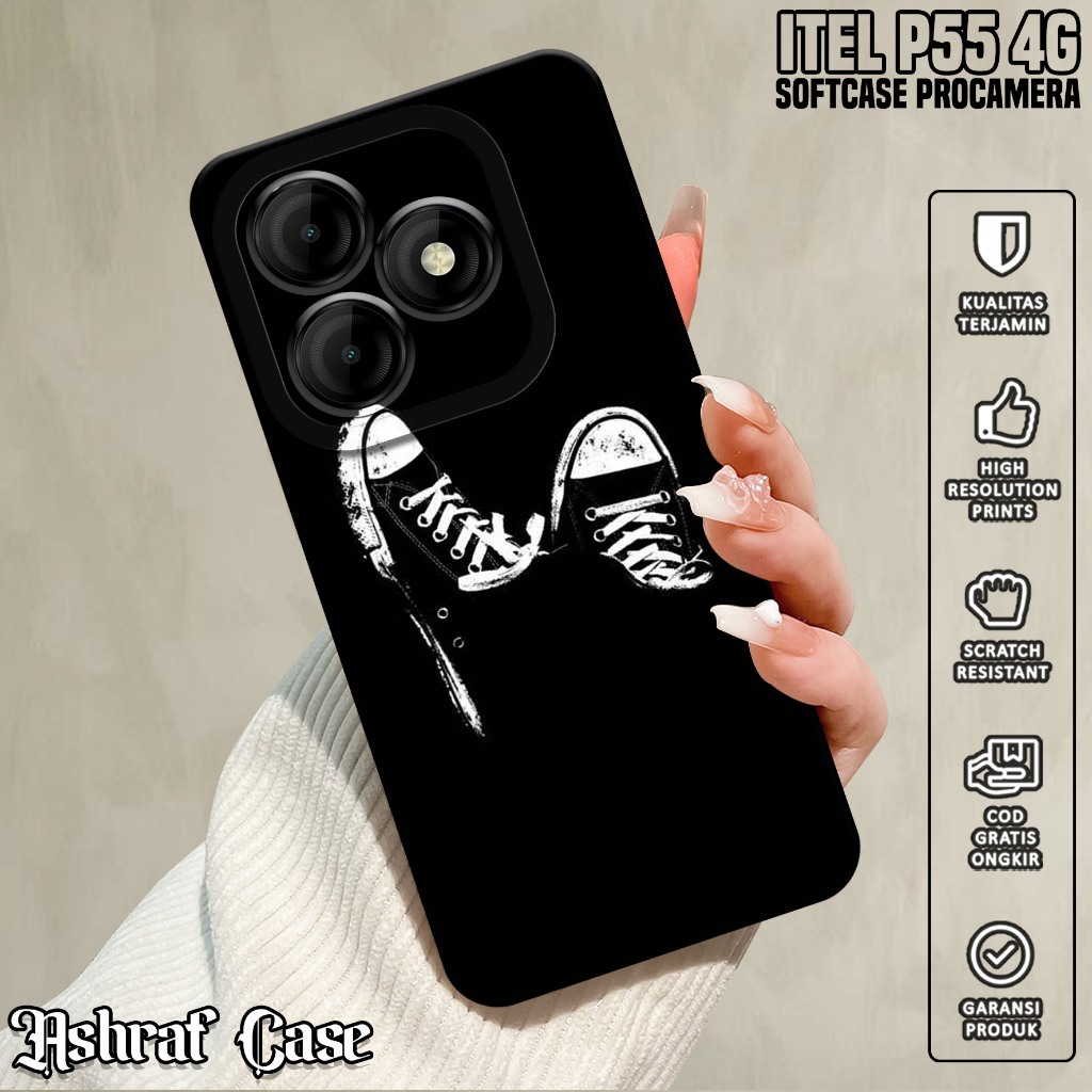 Casing ITEL P55 4G - Casing Hp ITEL P55 4G ( BLCK ) Silikon Hp ITEL P55 4G - Softcase Hp ITEL P55 4G