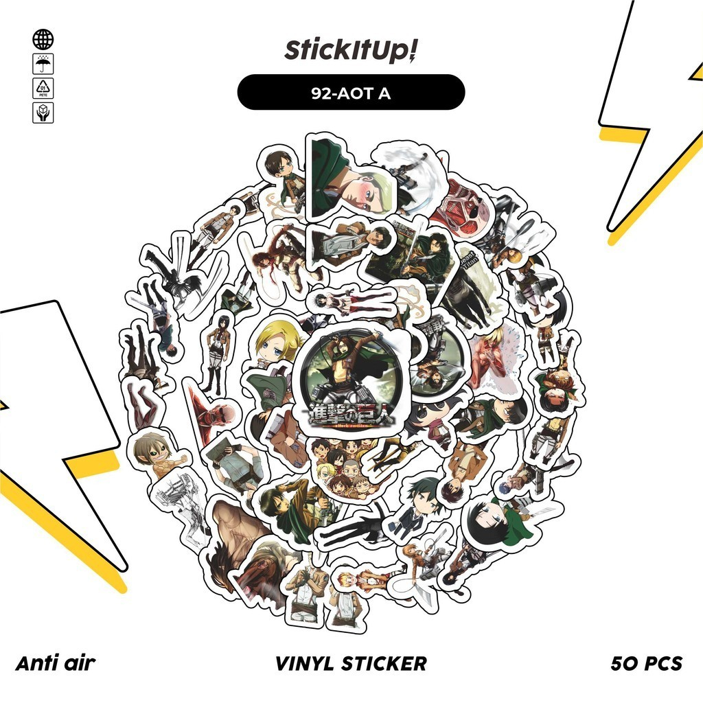 

COD100 Pcs Stiker Anime Attack On Titan Anti Air Untuk Dekorasi Notebook Sepeda Skateboard Handphone DIY