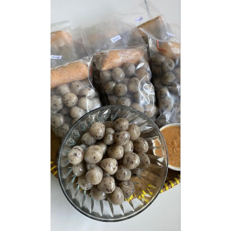 

Cilok jamur bumbu kacang isi 50 pcs (kemasan frozen)