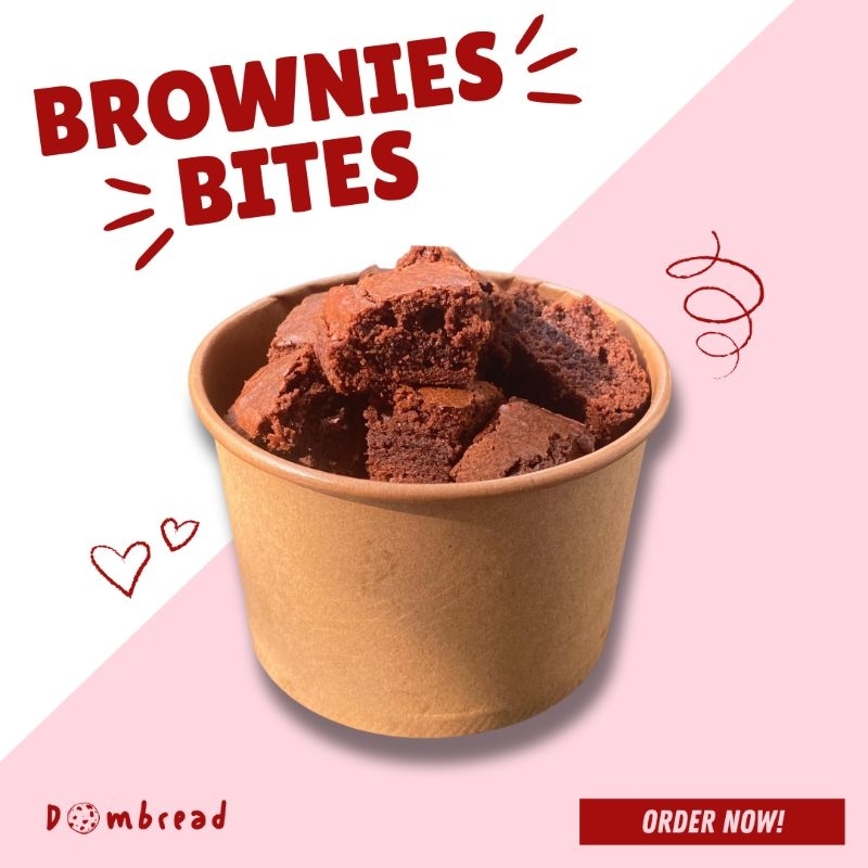 

Dombread Mini Fudgy Brownies Bites shinny thin crust premium brownies