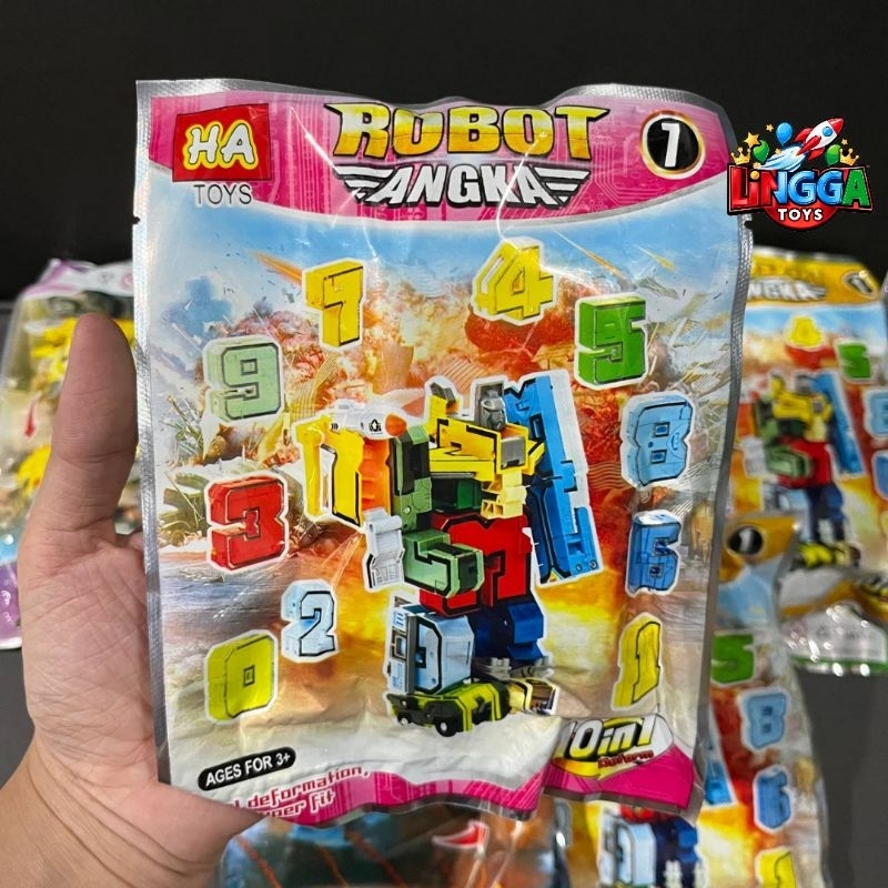 20 pcs mainan bongkar pasang ROBOT ANGKA / mainan rakit bongkar pasang