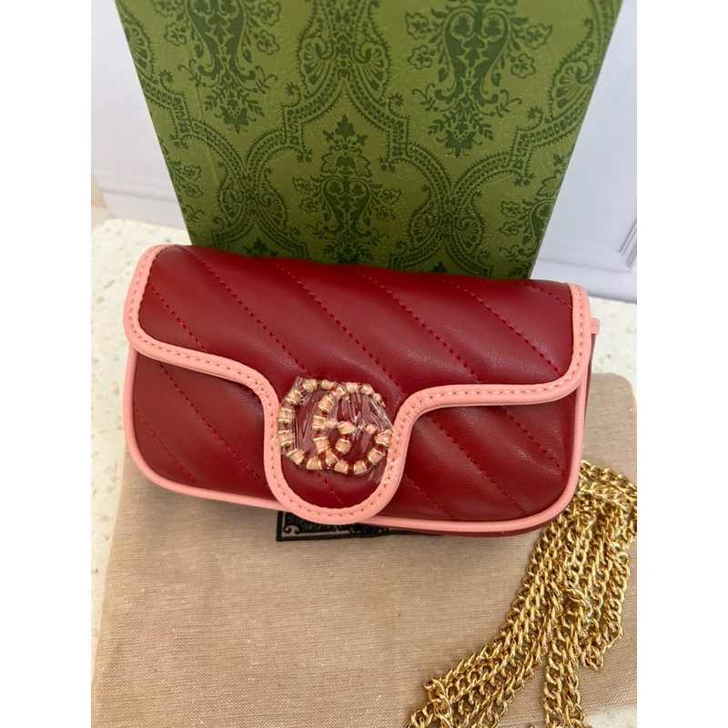 gucci mini marmont red bicolor tas slempang sling bag