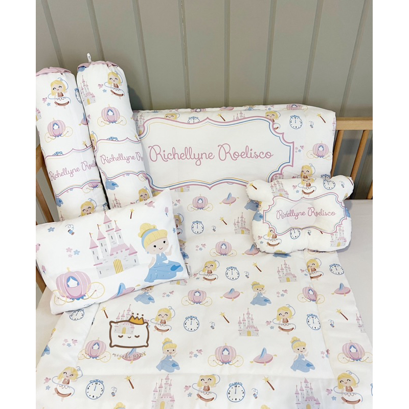 moochi bordir bedcover set cinderella selimut bayi blanket newborn princess