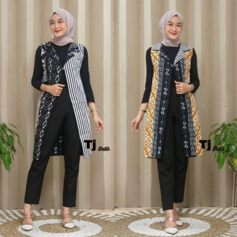 KODE L25Z Blazer Outer Batik Wanita Cardingan Bahan Katun Bolak Balik