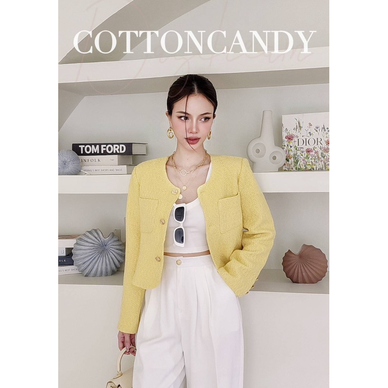 Moon Blazer (Korean Crop Tweed Long Sleeve Blazer Cotton Candy Import Bangkok)