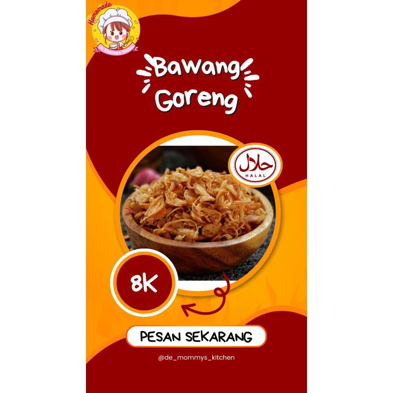 

Bawang goreng premium grade A renyah gurih siap saji