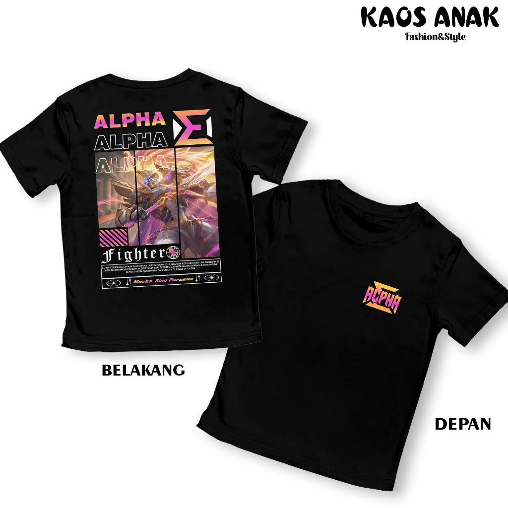KAOS STREETWEAR MOBILE LEGENDS ALPHA SKIN COLLECTOR KAOS ANAK BAJU DISTRO ANAK COMBED 30S