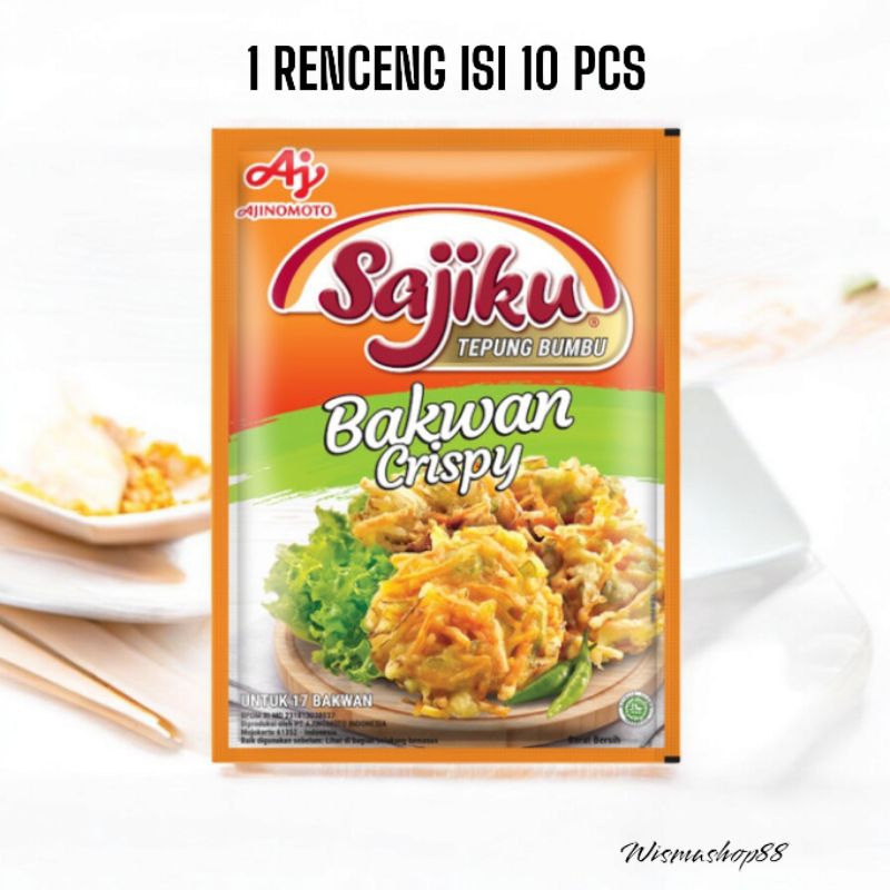 

SAJIKU TEPUNG BUMBU BAKWAN CRISPY 90 GRAM RENCENG ( 1 RENCENG ISI 10 PCS ) / SAJIKU AJINOMOTO