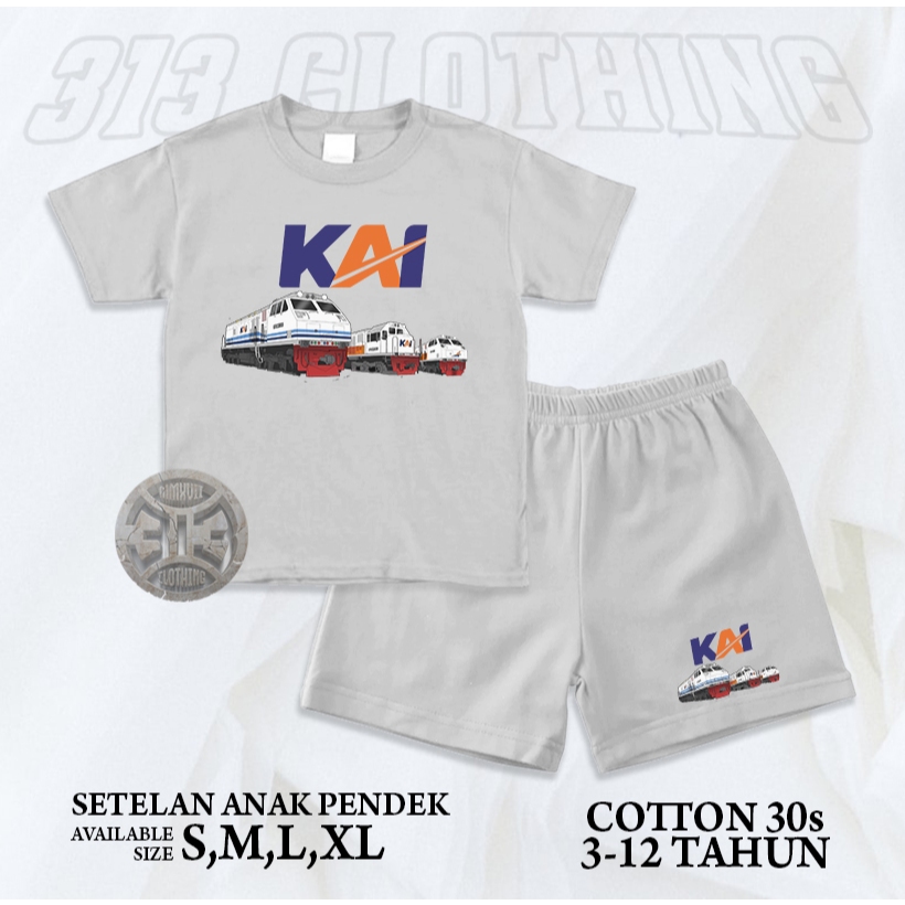 Setelan Kaos Anak Lokomotif Kereta Api Indonesia / Celana Kaos Anak Kereta Api KAI Set