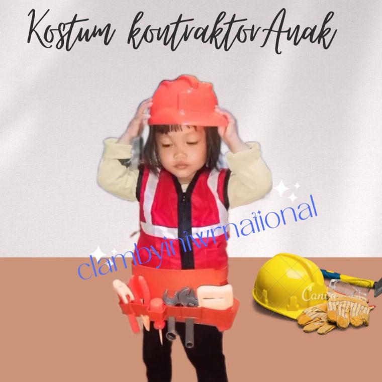 KODE C54E KOSTUM BAJU KONTRAKTOR NEWBORN BAJU ANAK LAKILAKI PEREMPUAN ROMPI SAFETY PROYEK