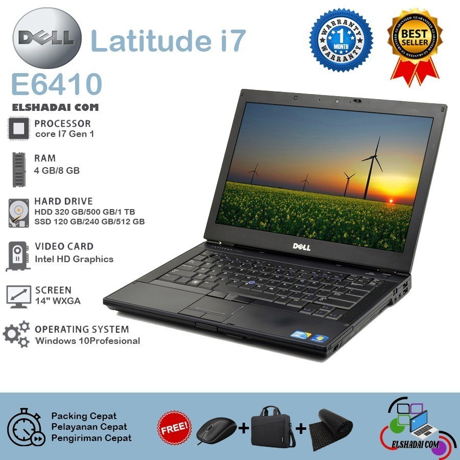 Dell e6410.. core I7. 4gb. 320gb dvdrw. layar 14. mulus - 4 gb, hdd 320 - 4 gb, HDD 320