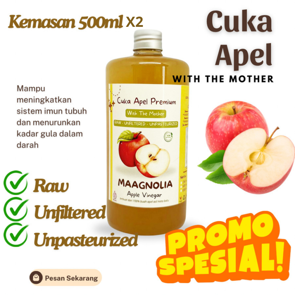 

Cuka Apel Maagnolia 1 Liter Premium With Mother