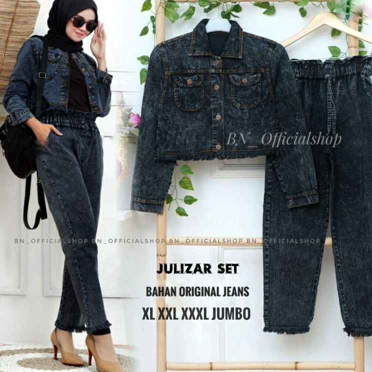 Garansi Terbaik  SETELAN JAKET CELANA WANITA XL  JUMBO JAKET JEANS SETELAN WANITA OUTFIT JEANS CELAN