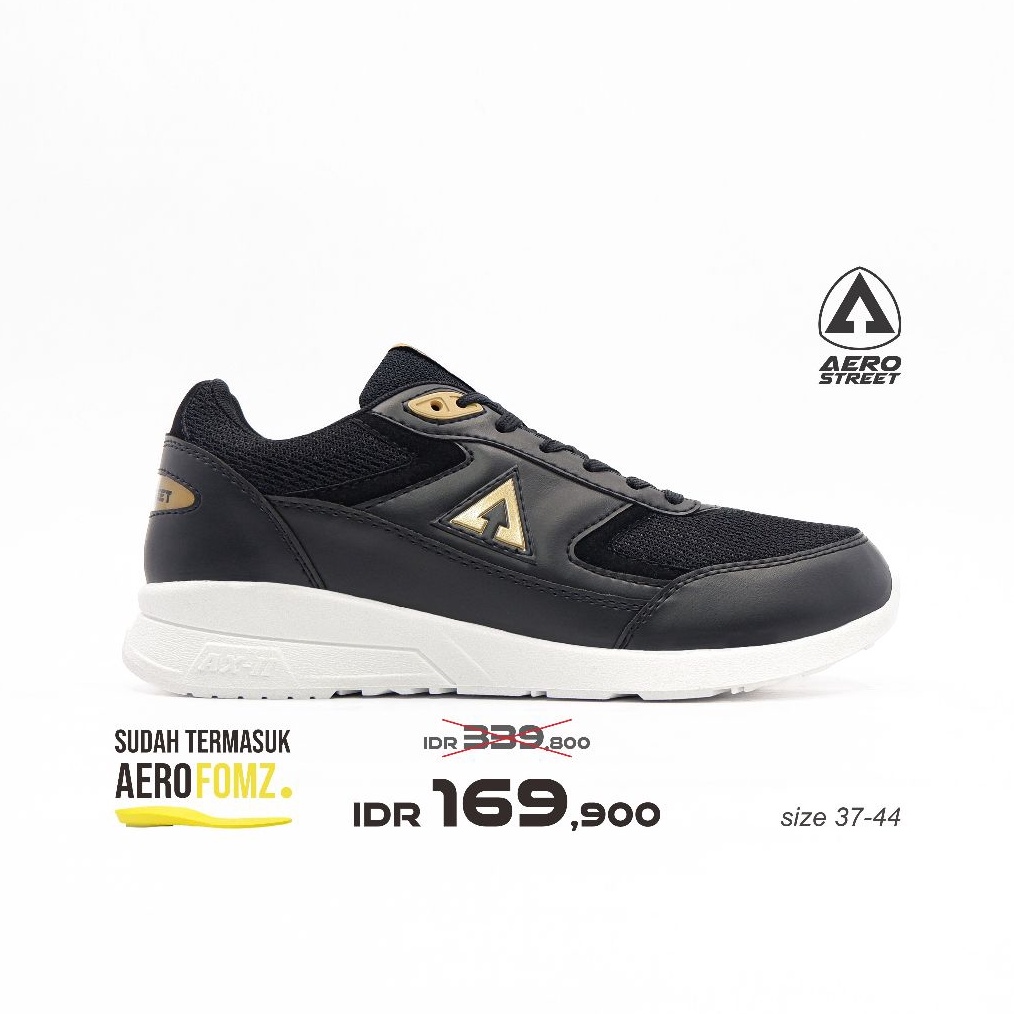 KODE A49L Aerostreet 3744 Osaka Putih Hitam Emas  Sepatu Sneakers Casual Pria Wanita Aero Street 21H