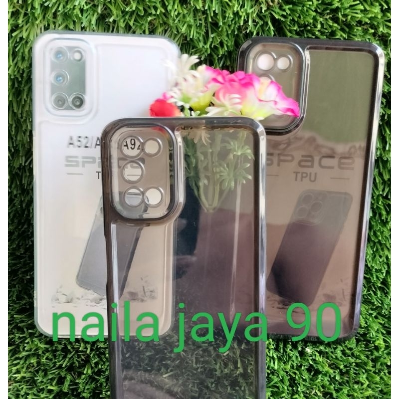 Softcase TPU OPPO A52/A72/A92 Slikon Case Clear Bening Hitam/ Bening Transparan Pelindung Belakang H