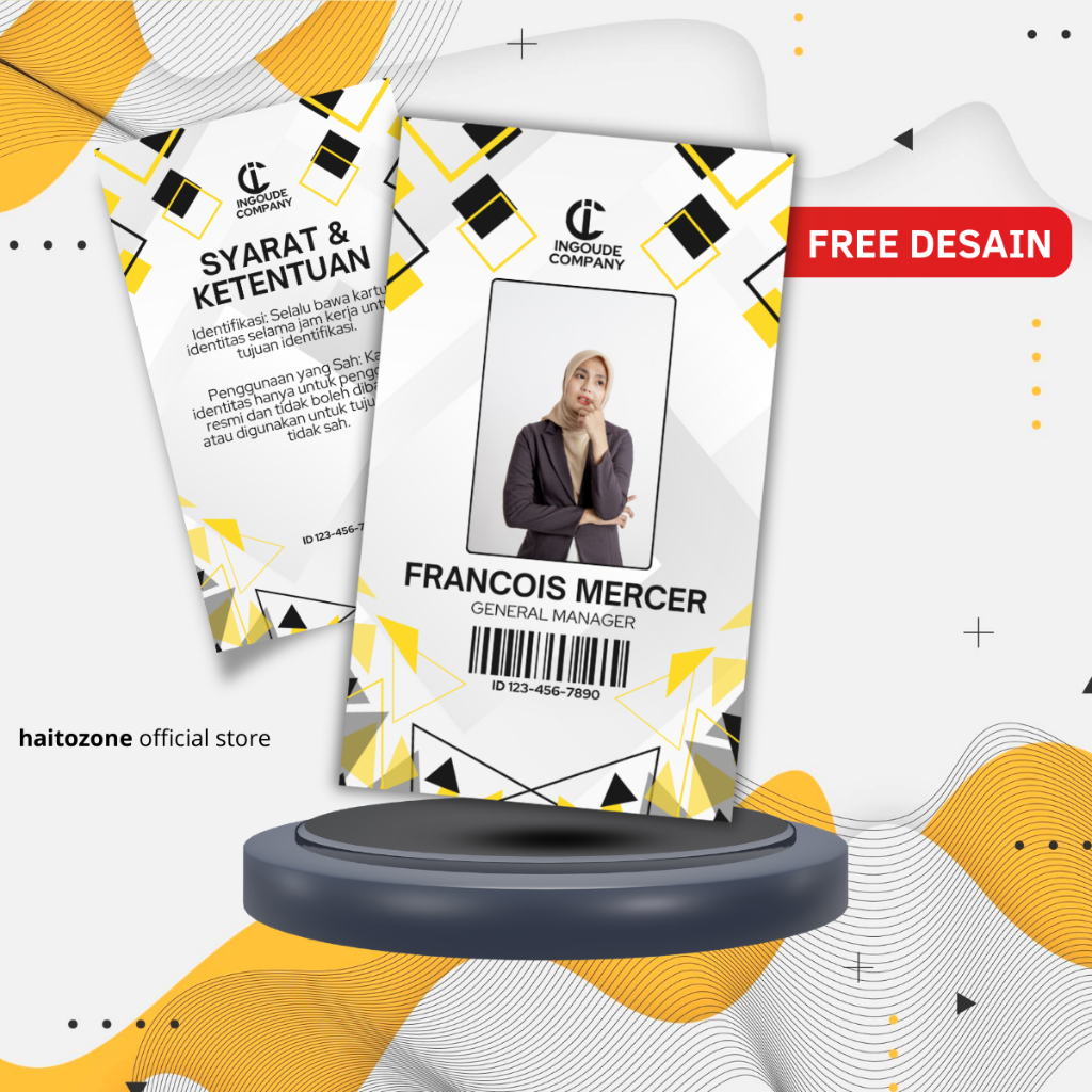 

Cetak kartu id card seukuran KTP free desain bahan tebal berkualitas