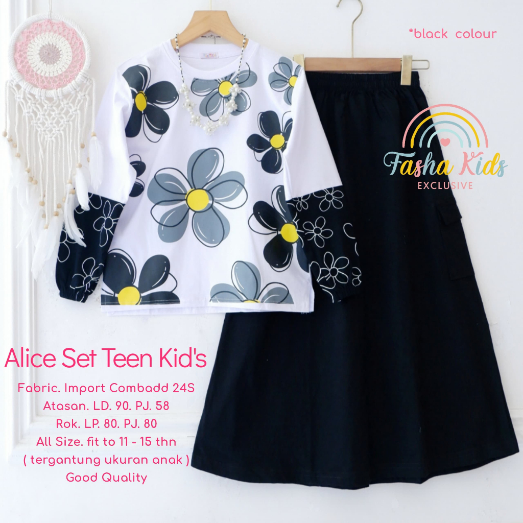 [TERMURAH FASHA KIDS] ALICE SET KIDS SETELAN KAOS CELANA JEANS SET TEEN KIDS PAKAIAN ANAK REMAJA PER