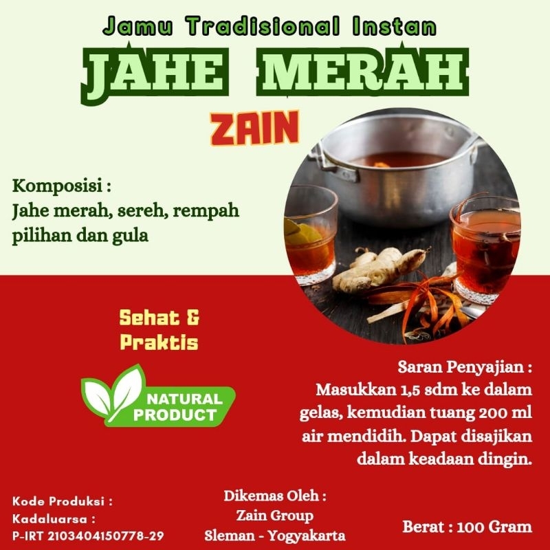 

minuman instan tradisional jahe merah