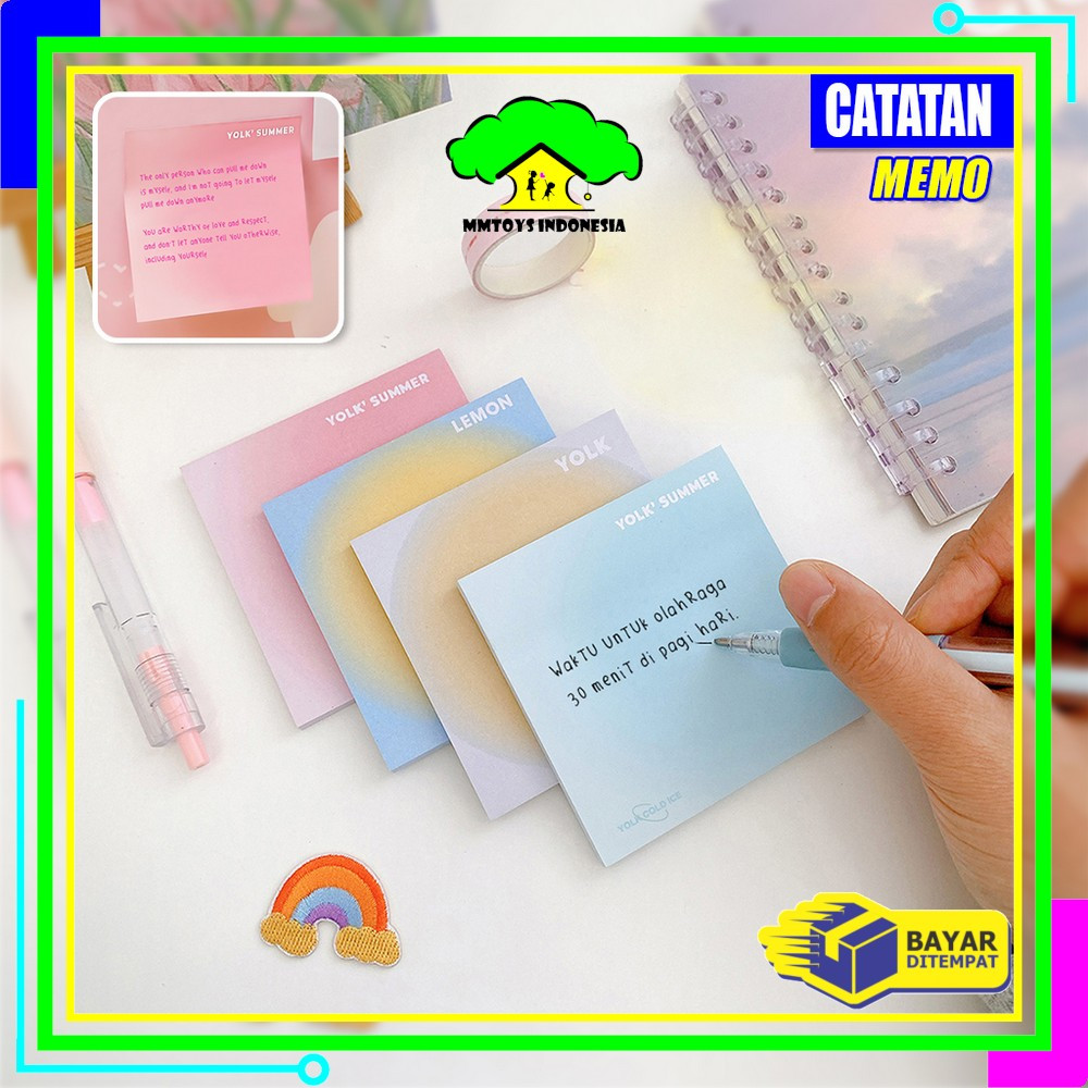 

MI-A102 Sticky Notes Gradasi Polos Isi 50 Lembar Alat Tulis Kantor Sekolah / Memo Tempel Persegi Gradasi Tempelan Kertas Catatan Memo