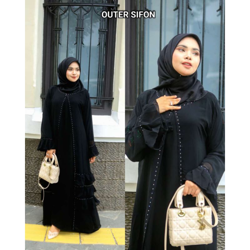 Outer Sifon / Abaya Saudi / Gamis Hitam / Abaya Arab / Abaya Hitam / Abaya Murah / Abaya Loose / Aba