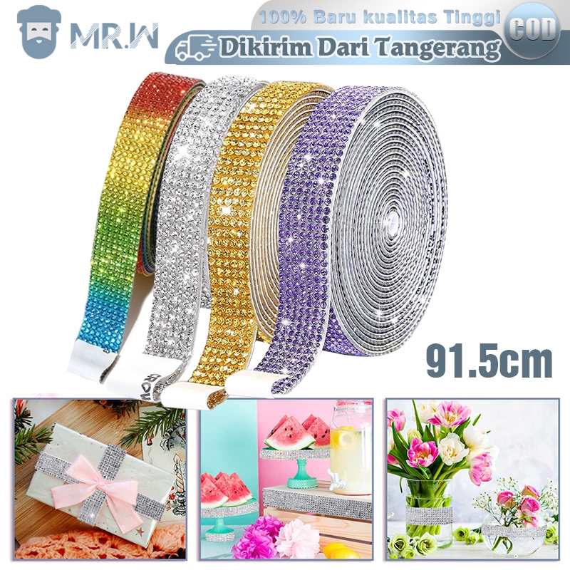 Stiker Kristal Berlian Imitasi 91cm Stiker Rhinestone Sticker Diy Stiker Crystal Untuk Dekorasi Mobi