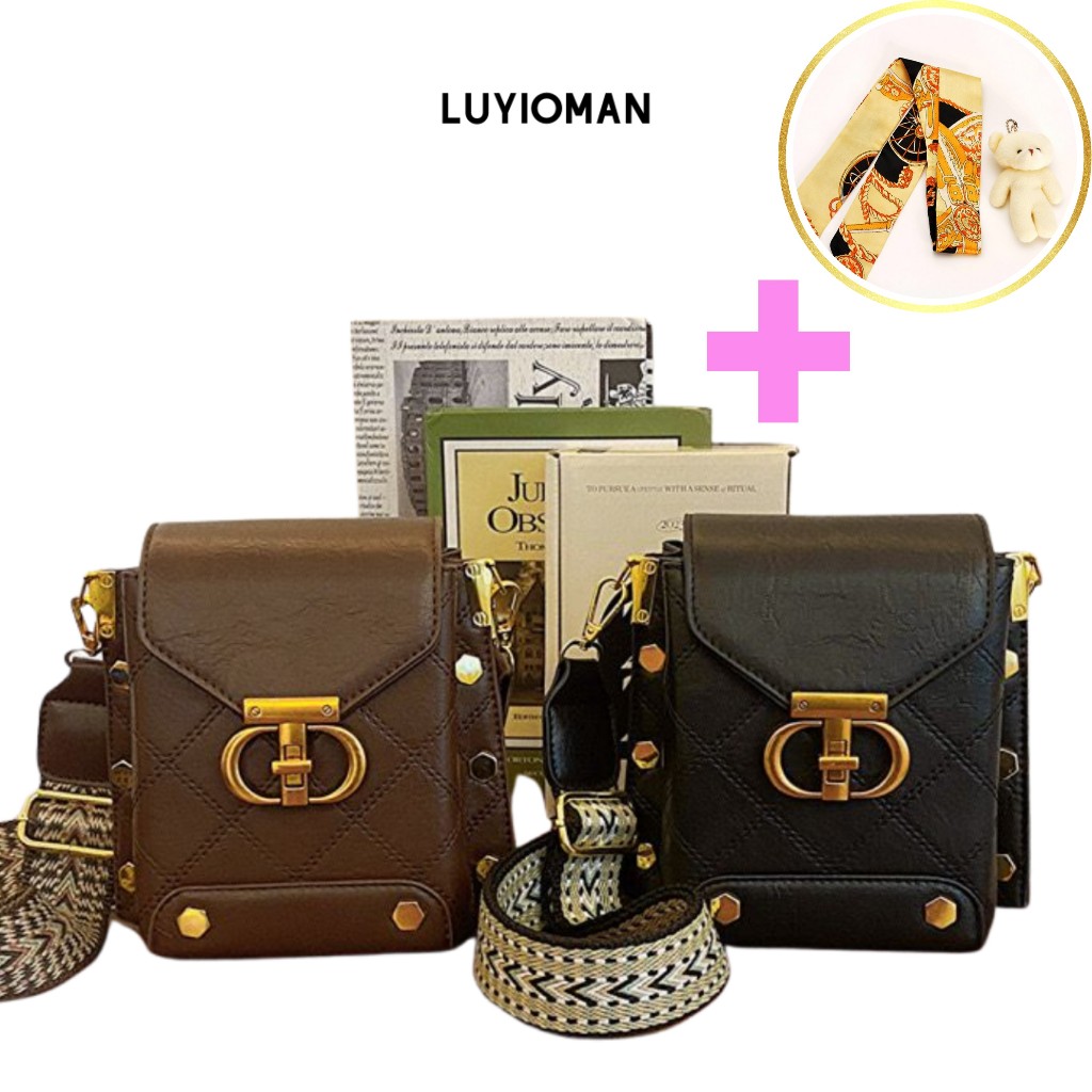 Tas Selempang Wanita Luyioman Premium Kulit Fashion Beauty ( Syal dan Boneka )