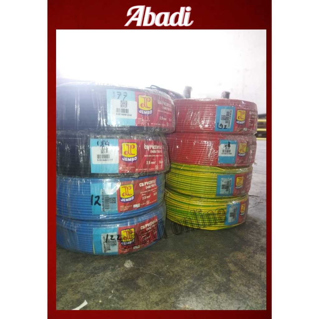 JUAL KABEL NYA MERK JEMBO 1X1,5/1X2,5 -ROL (50M)