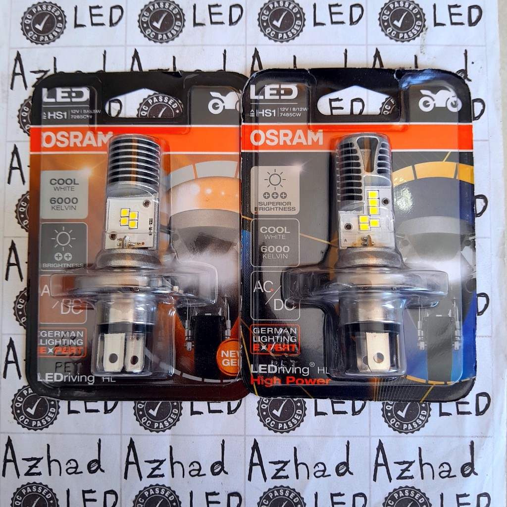 Lampu Depan LED Osram High Power H4 HS1 Putih Terang 8/12 Watt 12V ACDC Original Motor Mobil Bohlam 