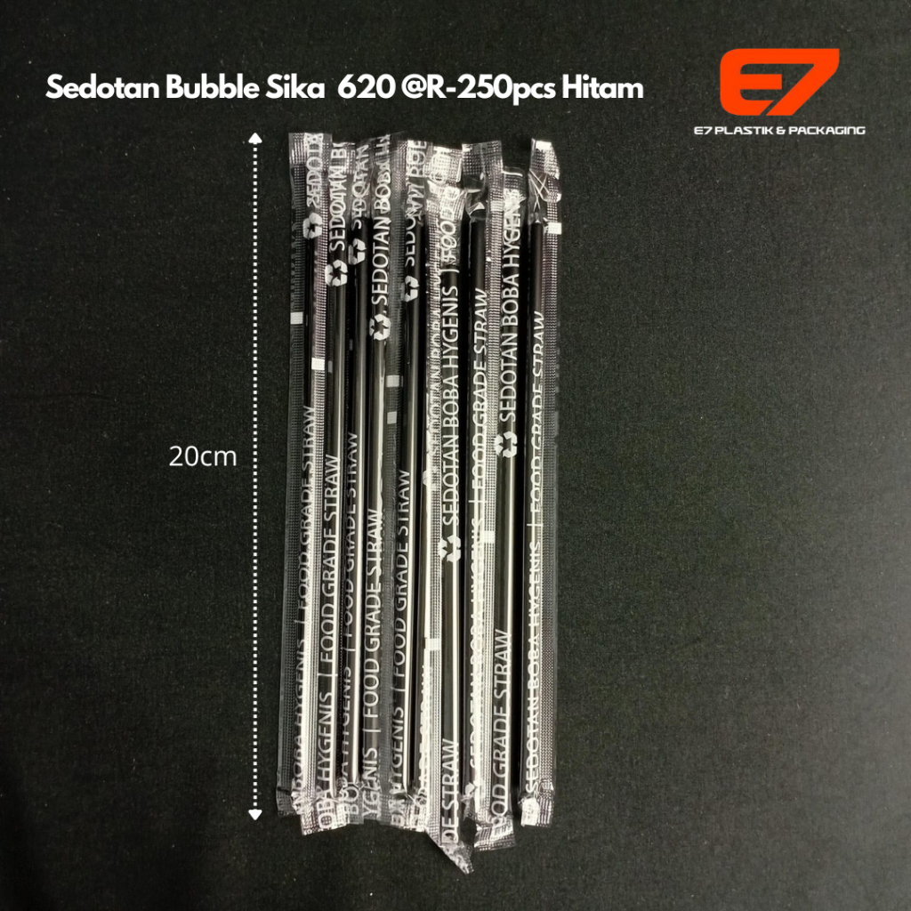 Sedotan Bubble Sika 620 @R-250pcs Hitam - Sedotan Bubble
