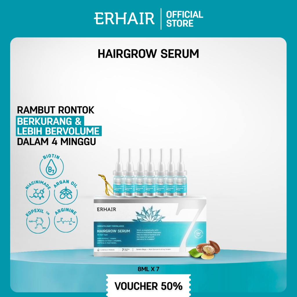 ERHAIR Hair Fall Protection Serum 7x8ml - Serum Penumbuh Rambut & Mencegah Rambut Rontok