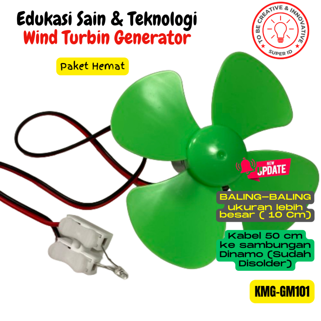 KMG-001 KIT DIY Merangkai Wind Turbine Turbin Angin Generator Listrik Praktek Sekolah PLTB Mini / ki