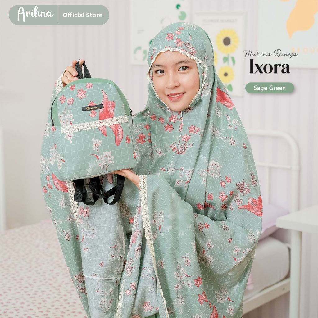 MUKENA ANAK PEREMPUAN TANGGUNG MUKENAH REMAJA 2 IN 1 RESLETING KARAKTER IXORA