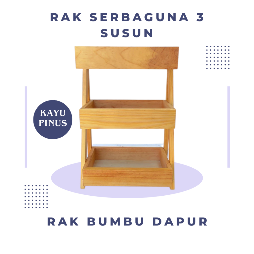 Rak bawang dan bumbu dapur estetik rak serbaguna 3 susun