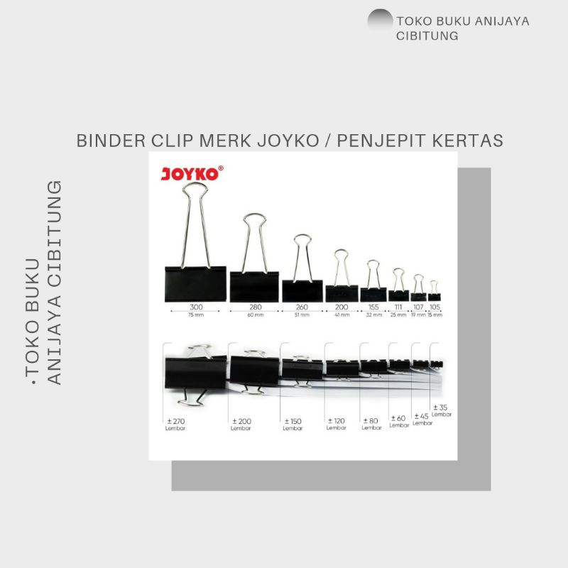 

BINDER CLIP MERK JOYKO / PENJEPIT KERTAS SERBAGUNA