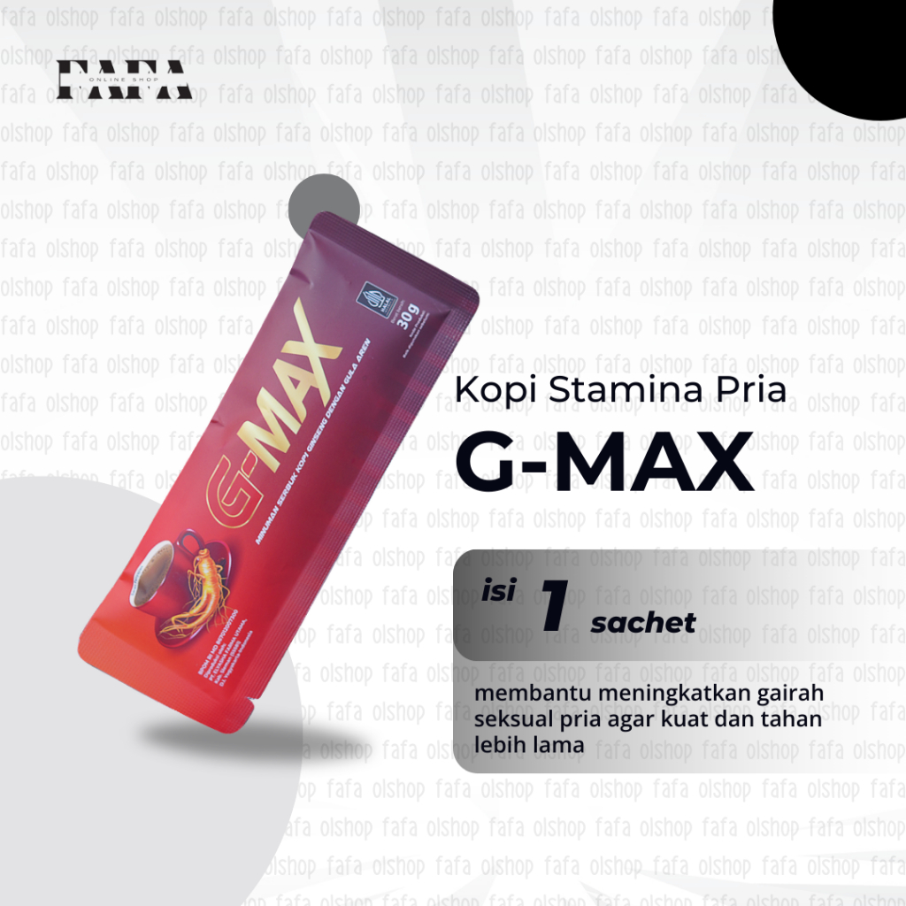 

G-MAX Kopi Ginseng Penambah Stamina Pria Tahan Lama 1 Sachet 30 Gram