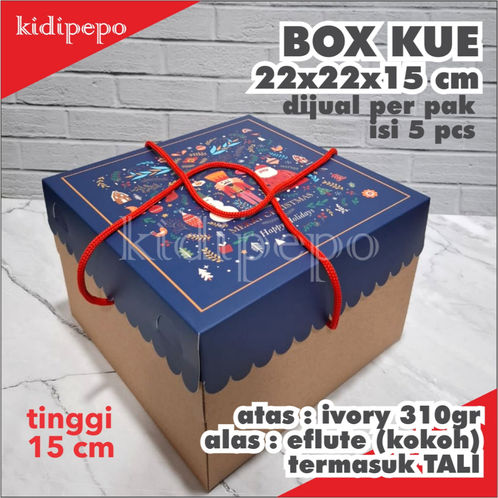 

BOX KUE E-FLUTE NATAL / CHRISTMAS STRIPES UKURAN 22 X 22 X 15 CM - ISI 5 SET