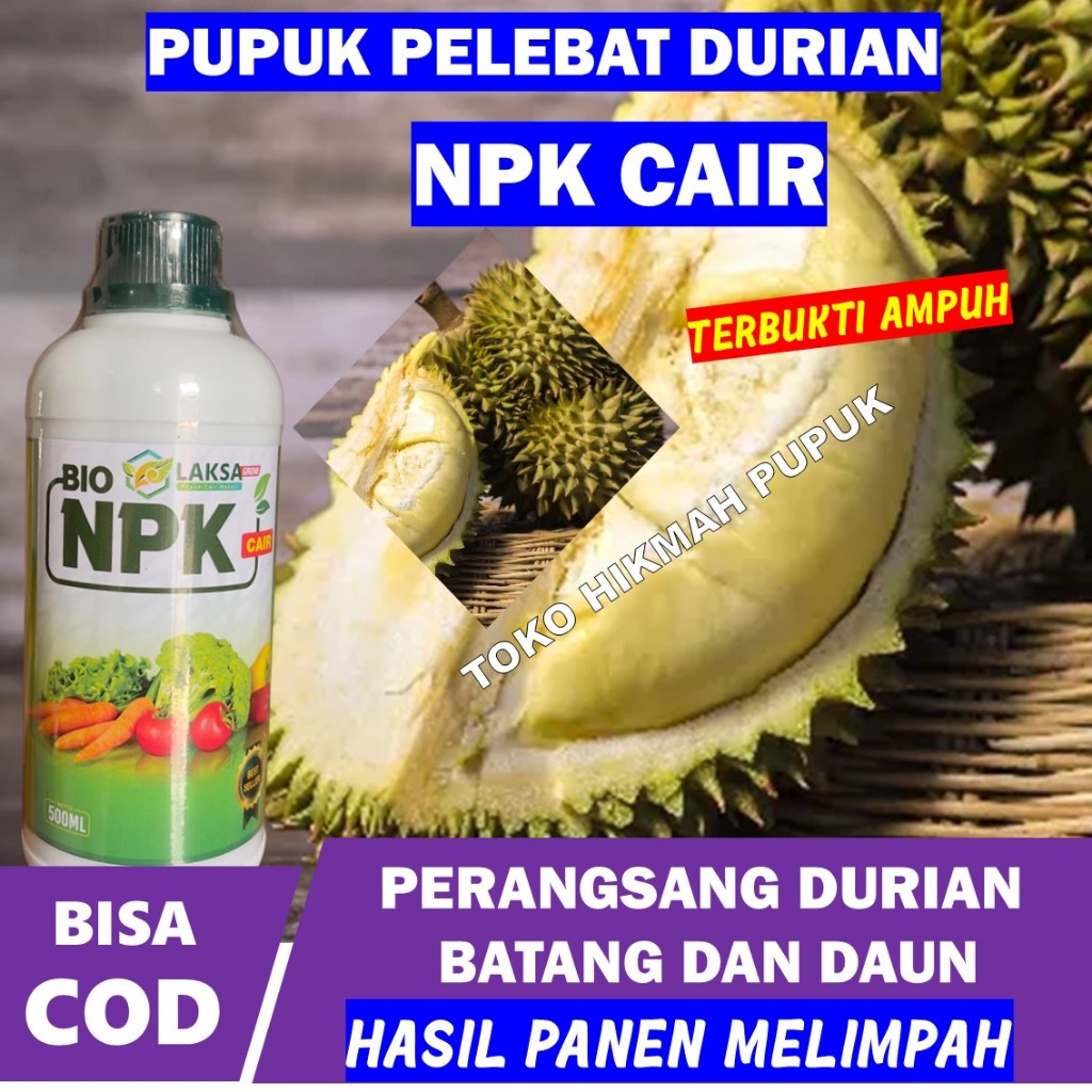 Pupuk NPK 6-4-3 PERBANYAK DURIAN - NPK CAIR 500 ML Panen Durian Lebih Berbobot dan Besar, Pupuk NPK 