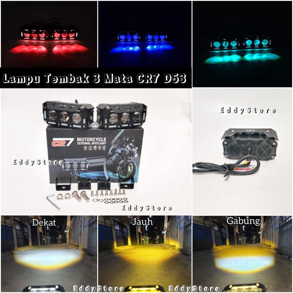 Lampu Tembak 3 Mata Plus Devil CR7 D53