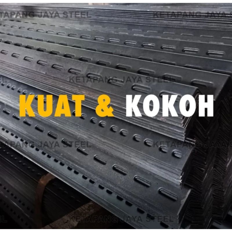 IOP Besi siku lubang 2.5mm Hitam, 2 meter BAGUS dan MURAH
