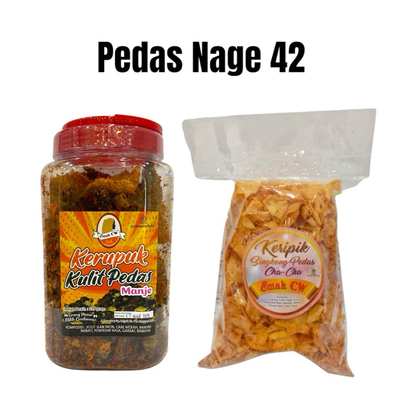 

Emak Cw - 2 Pcs Keripik Singkong Pedas Nage 42 ( Kulit Ikan Pedas Manje Dan Pedas Cha-Cha 500G)