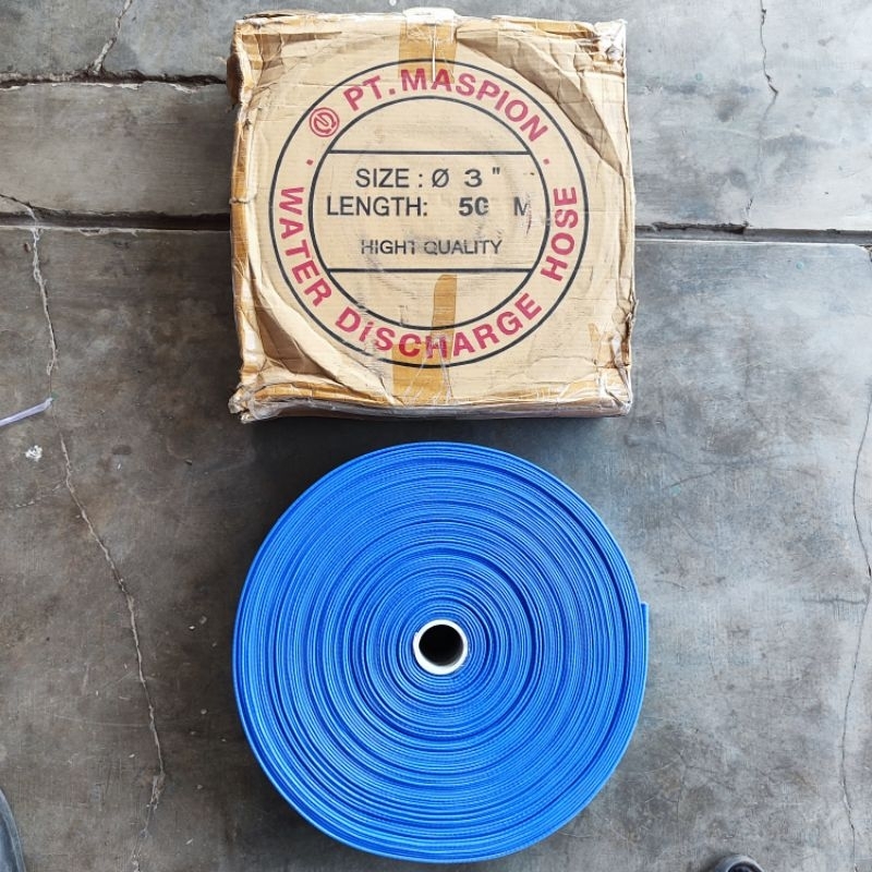 Slang Selang Karet Flat Sunny Hose Pengairan Irigasi Sawah 3" inch dim 50 m Maspion