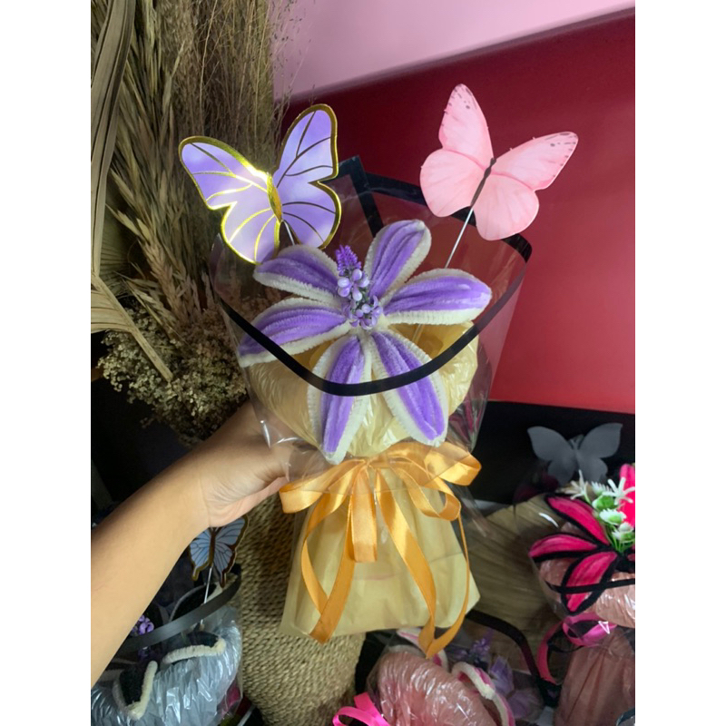 buket bunga kawat + kupu kupu cantik