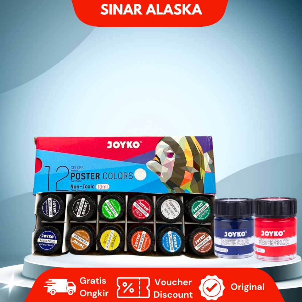 

KODE R36X READY Poster Colors Joyko Cat Poster Joyko POC 1 Set Isi 12 Warna 1 ml